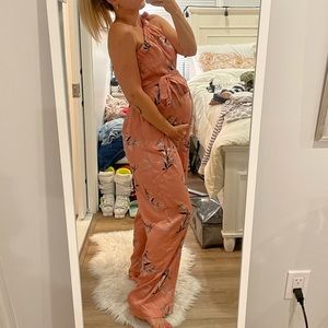 Maternity Satin Floral Jumpsuit